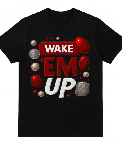 Wake EM Up Graphic Print Black T-Shirt Unisex