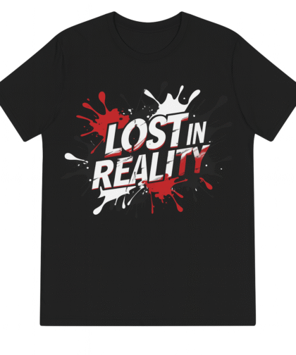 Unisex Black Graphic Print Lost in Reality T-Shirt