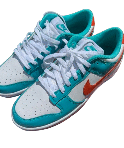 Pre-Loved Nike Dunks Low Miami Dolphins Men's Size 7 Or 8.5 Women's