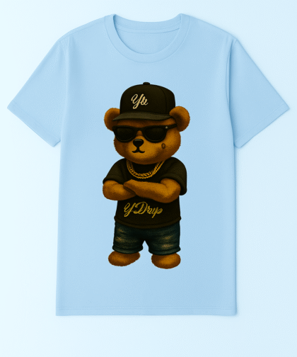 YN Drip Crew New Graphic Print Bear T-Shirt