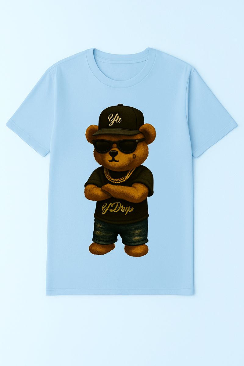 YN Drip Crew New Graphic Print Bear T-Shirt